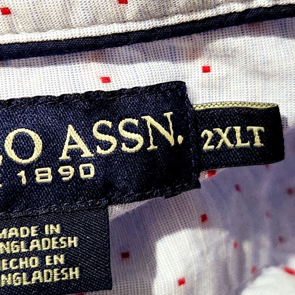 Us Polo assn Mens Shirt Size 2XLT Light Lavender Color With Red Polka Dot - Picture 8 of 10